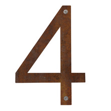 Husnummer 4 stål rustlook 25 cm